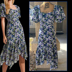 Astr the Label Floral Asymmetrical Hem Midi Dress Size SMALL